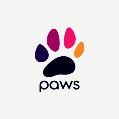 Beyaz Arkaplan ile Paws Logo Tasarım Şablonu