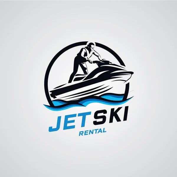 Jet Ski Logosu Beyaz arkaplanlı Şablon Tasarımı