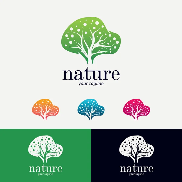Beyaz Arkaplan Ile Doğa Ağacı Logo Tasarım Şablonu — Stok Vektör