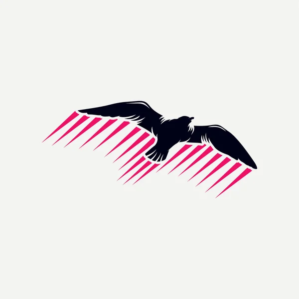 Flyga Fågel Logotyp Design Mall Med Vit Bakgrund — Stock vektor