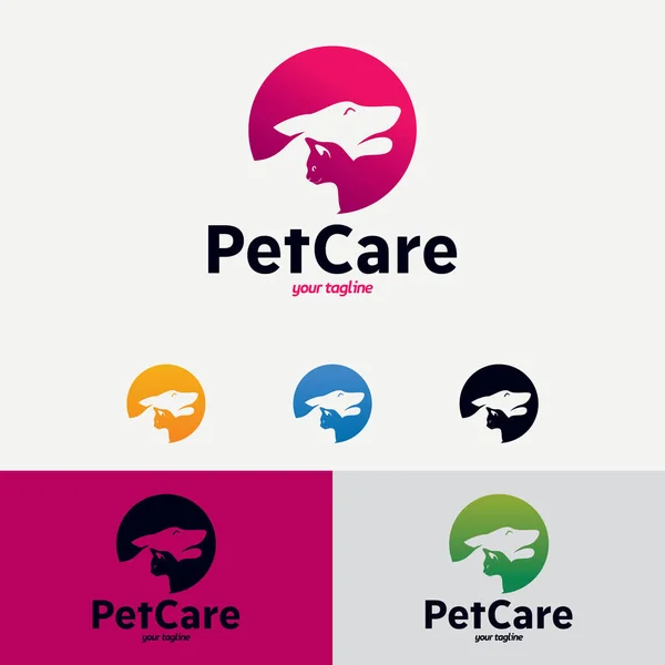 Pet Care Logo Design Template Com Fundo Branco — Vetor de Stock