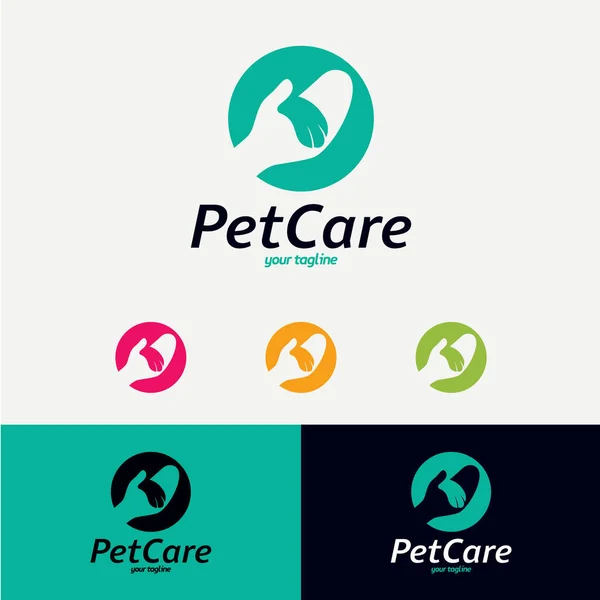 Szablon Pet Care Logo Design Białym Tłem — Wektor stockowy