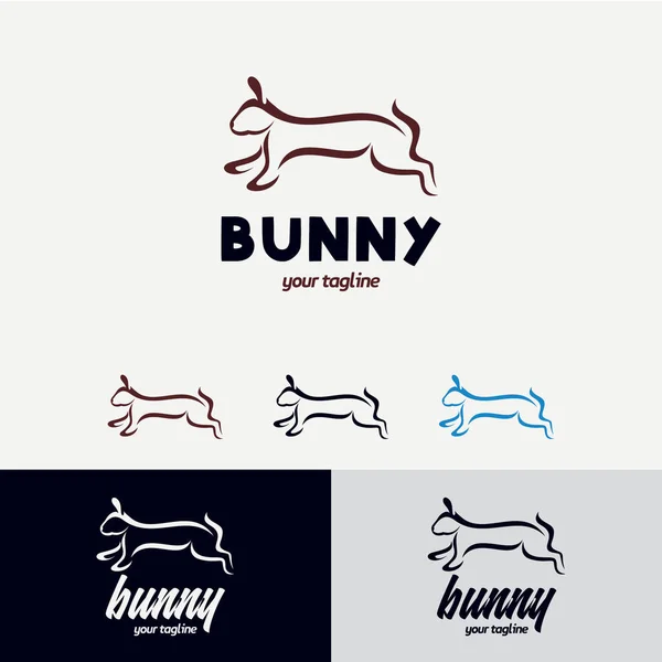 Bunny Logo Design Sjabloon Met Witte Achtergrond — Stockvector