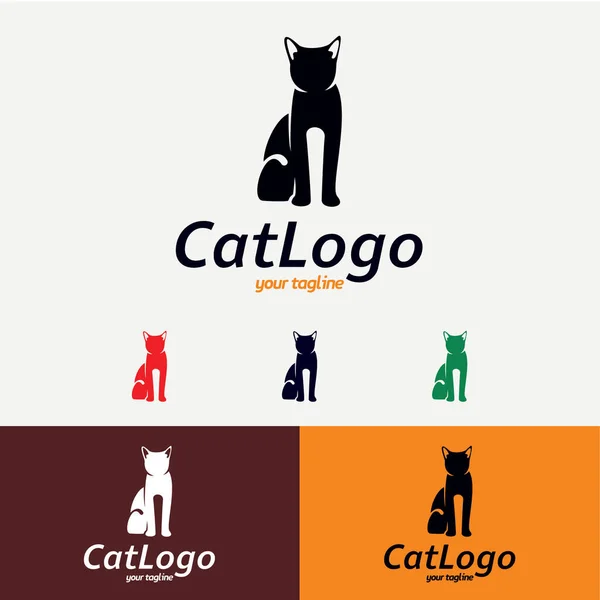 Cat Logo Design Sjabloon Met Witte Achtergrond — Stockvector