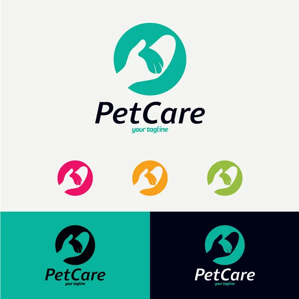 Pet Care Logo Design Template Com Fundo Branco —  Vetores de Stock