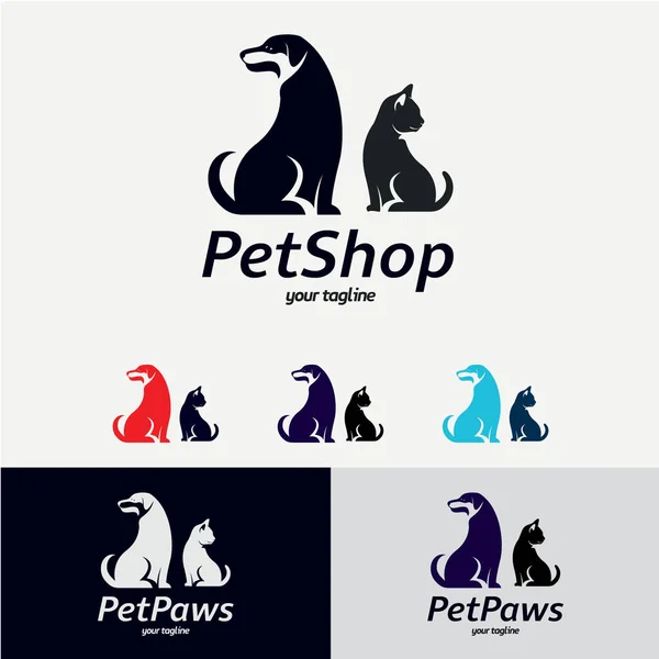 Pet Shop Logo Design Template Com Fundo Branco — Vetor de Stock