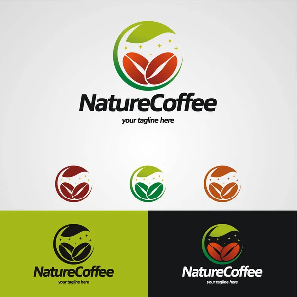 Nature Coffee Logo Beyaz Arkaplan Şablonu Tasarladı — Stok Vektör