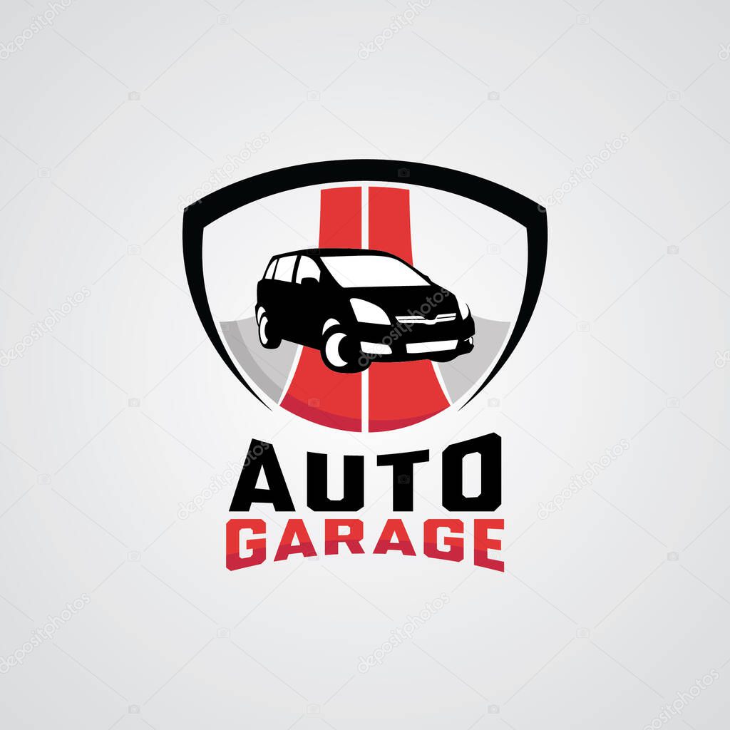 Auto Garage Emblem Logo Design Template with white background