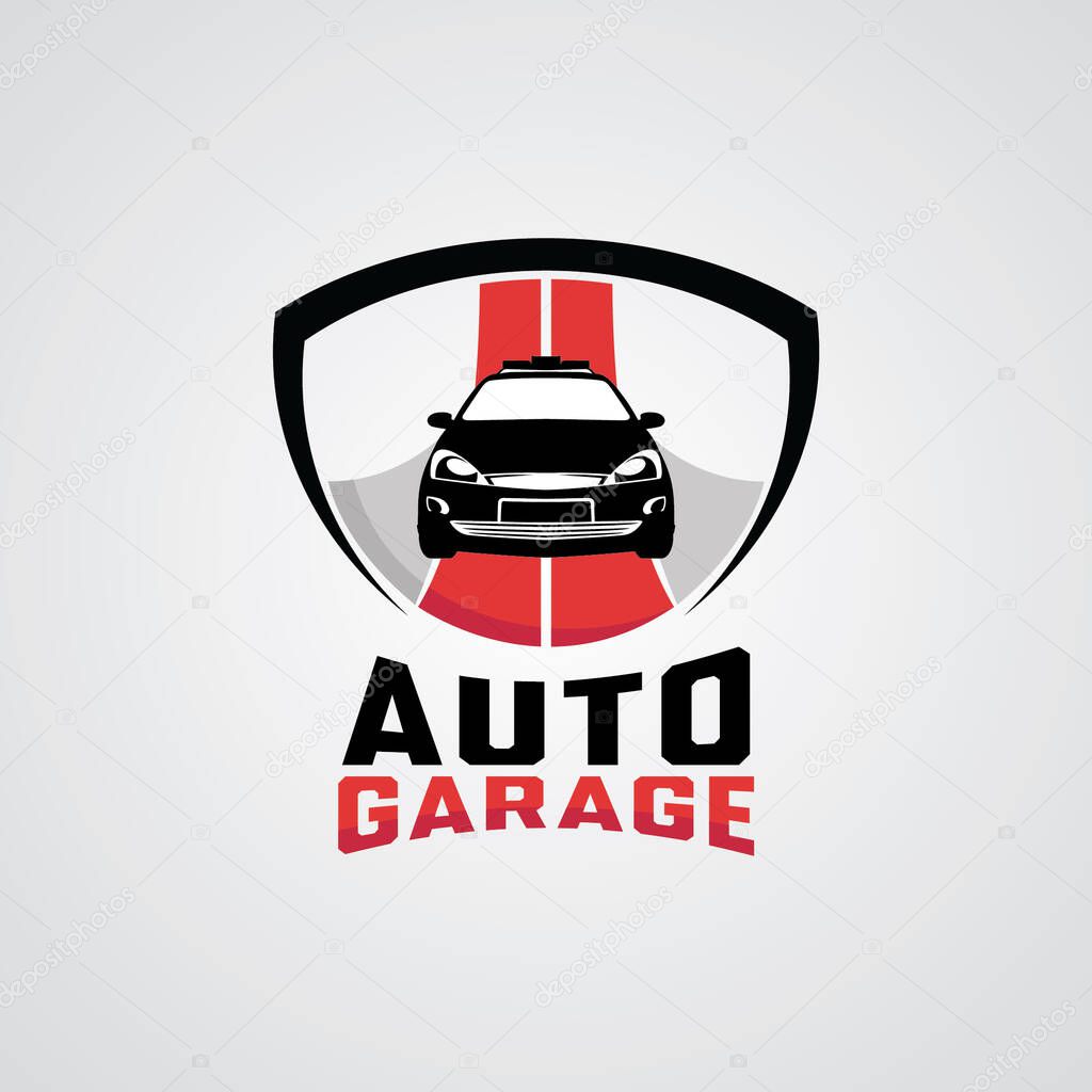 Auto Garage Emblem Logo Design Template with white background