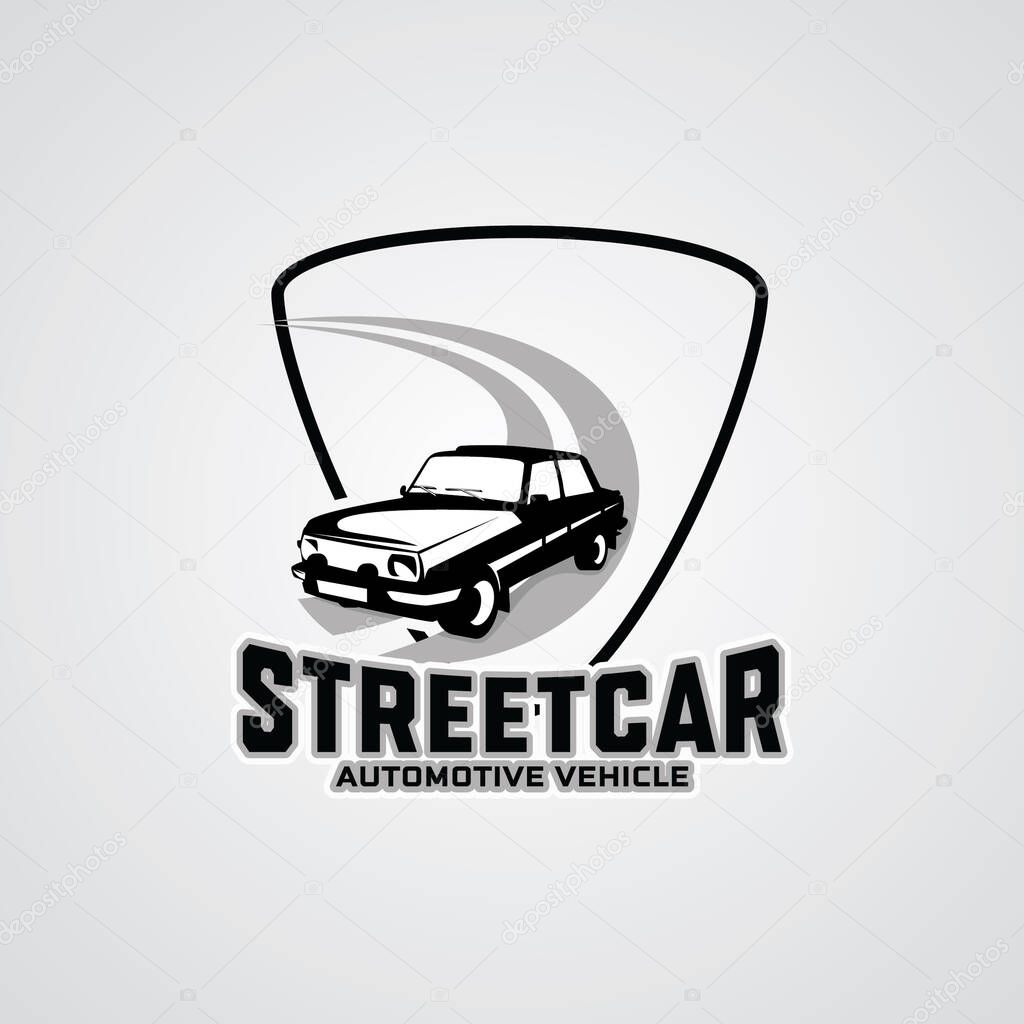 Street Car Emblem Logo Design Template with white background