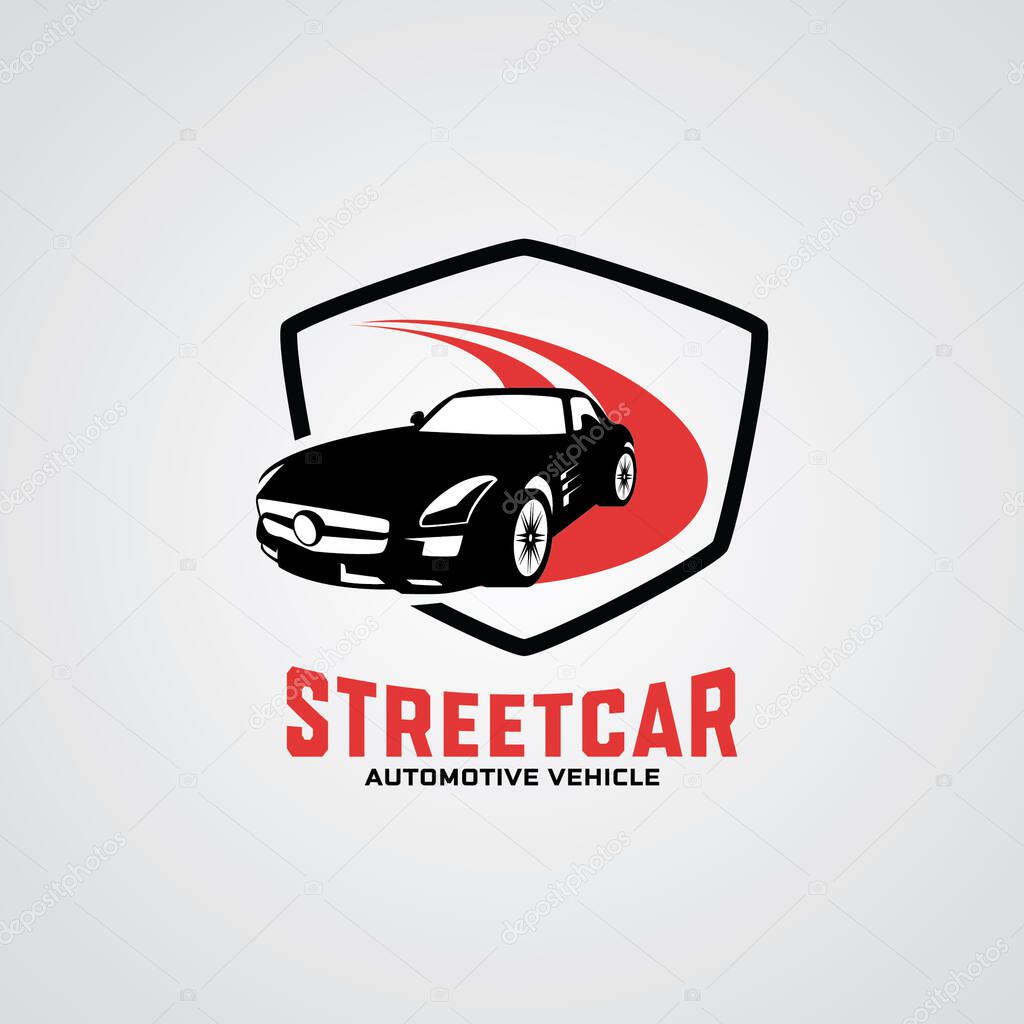 Street Car Emblem Logo Design Template with white background
