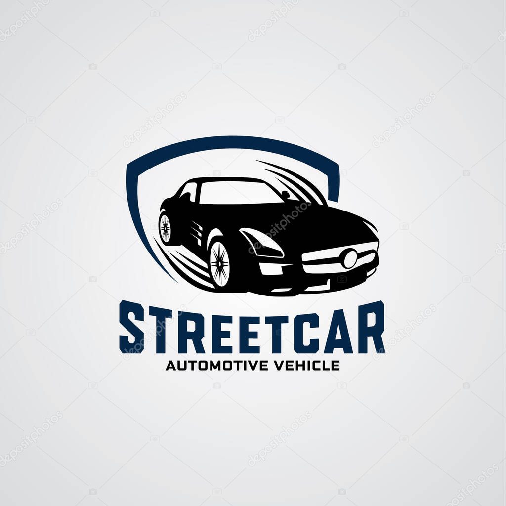 Street Car Emblem Logo Design Template with white background