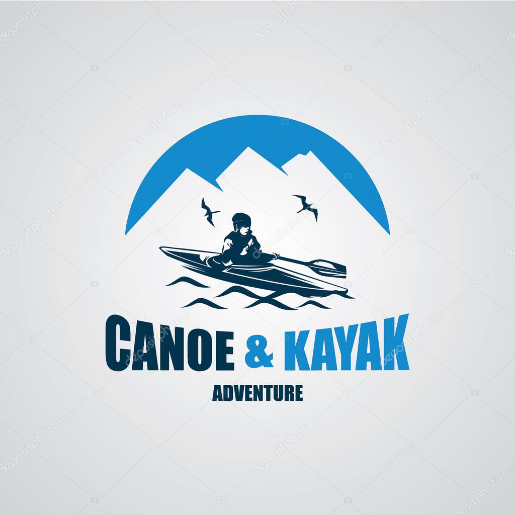 Canoe or Kayaking Logo Designs Template with white background