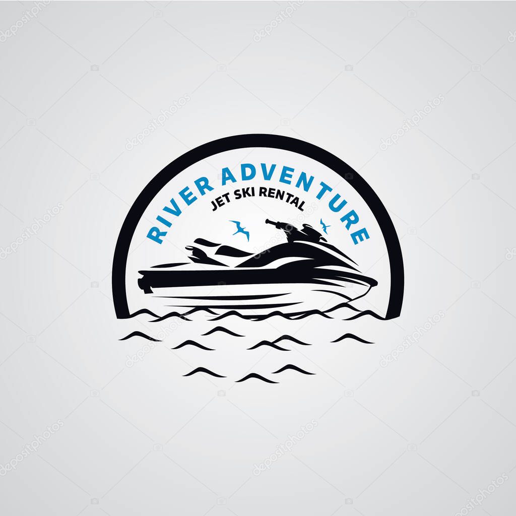 Jet Ski Logo Designs Template with white background