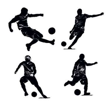 Beyaz arkaplan ile Futbol Silueti Vektör İllüstrasyonu