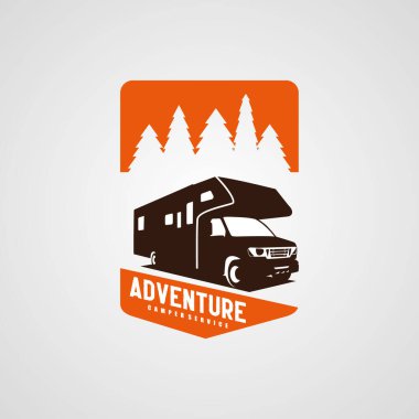 Macera Rv Camper araba Logo tasarım şablonu