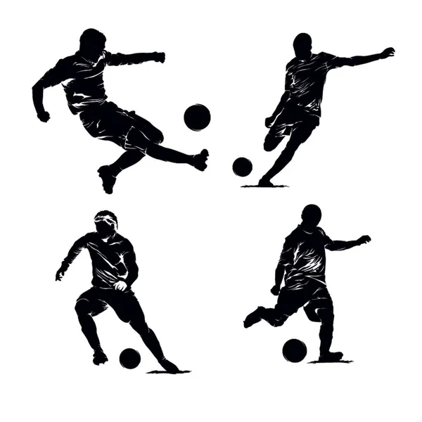 Beyaz arkaplan ile Futbol Silueti Vektör İllüstrasyonu