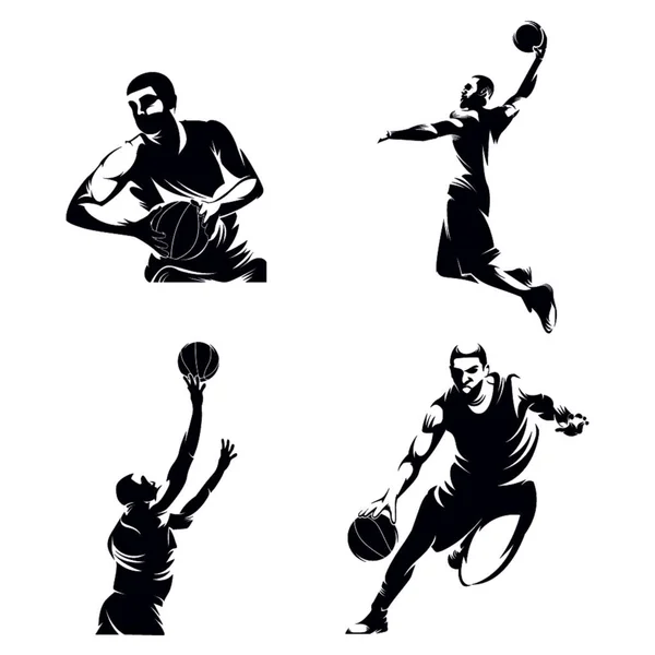 Basketball Silhouette Vector Illustration White Background — Stock Vector