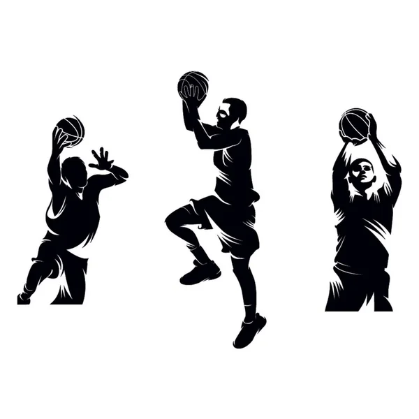 Illustration Vectorielle Silhouette Basket Ball Avec Fond Blanc — Image vectorielle