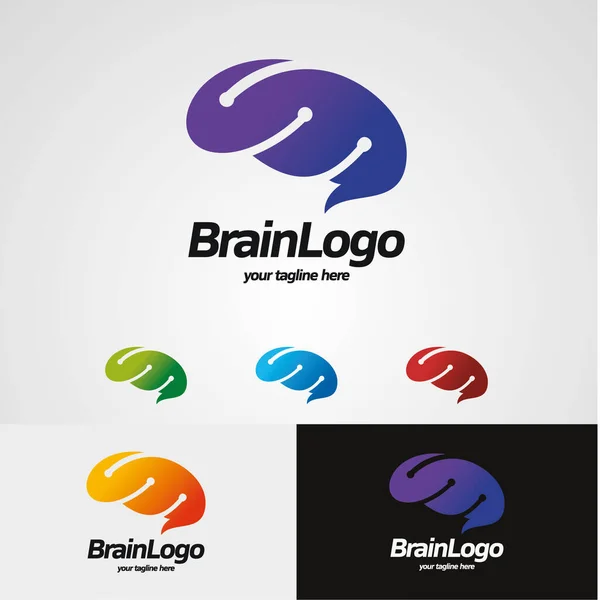 Brain Logo Designs Template White Background — Stock Vector