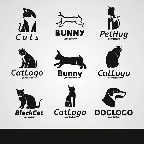 Pet Logo Designs Template Set Mit Weißem Hintergrund — Stockvektor