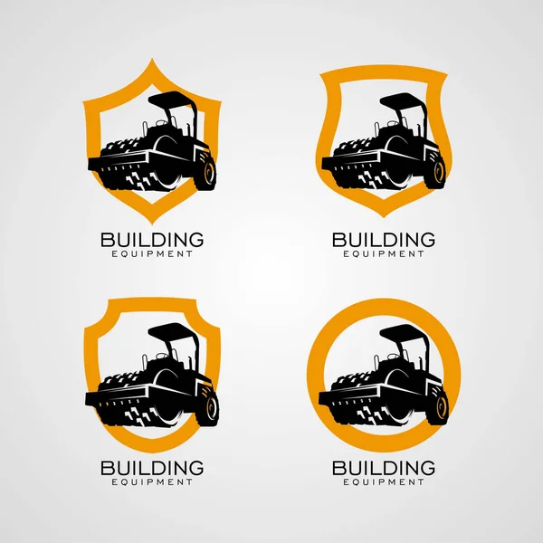 Plantilla Diseños Logotipo Rodillo Equipo Pesado Con Fondo Blanco — Vector de stock