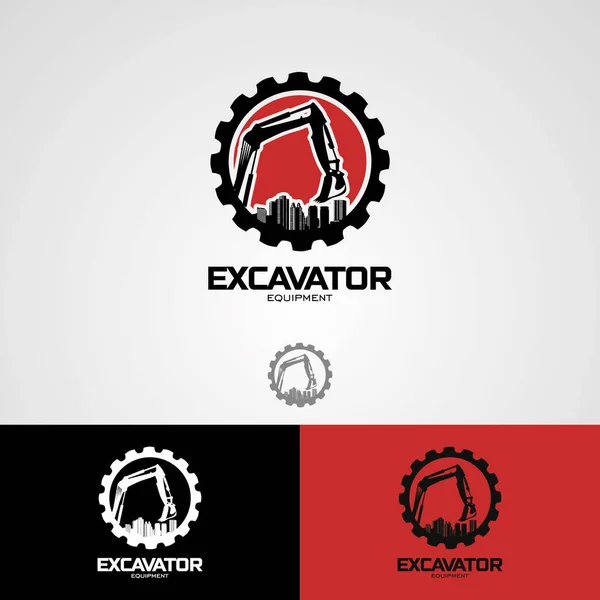 Excavator Logo Designs Template White Background — Stock Vector