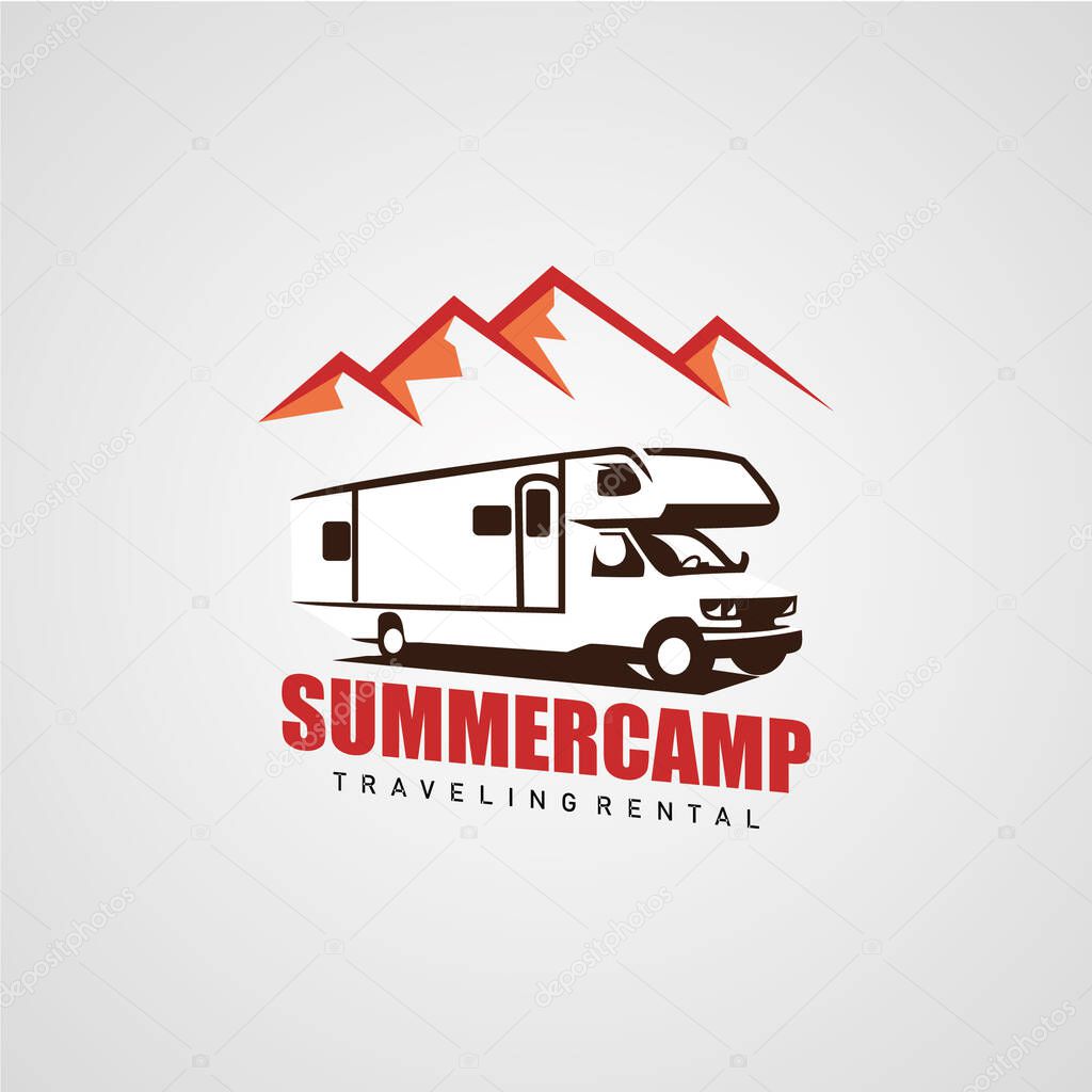 Adventure RV Camper Car Logo Designs Template