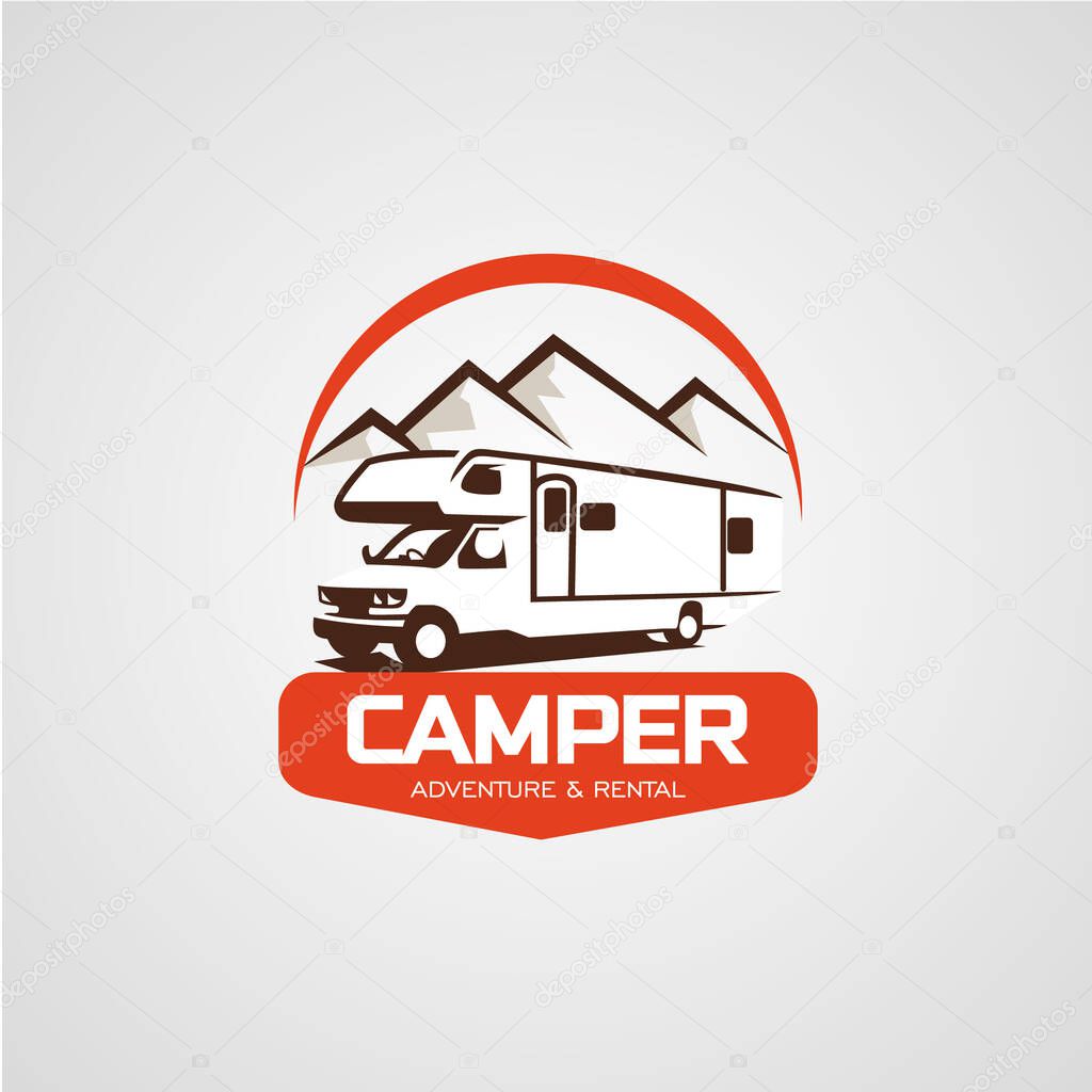 Adventure RV Camper Car Logo Designs Template