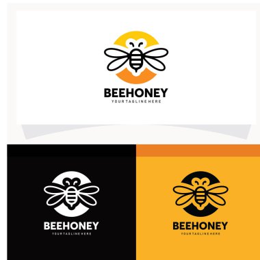 Arı Balı Logosu Tasarım Şablonu Vektör İllüstrasyonu