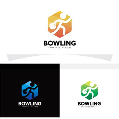 Bowling Logosu Tasarım Şablonu Vektör İllüstrasyonu