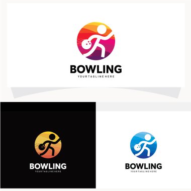 Bowling Logosu Tasarım Şablonu Vektör İllüstrasyonu