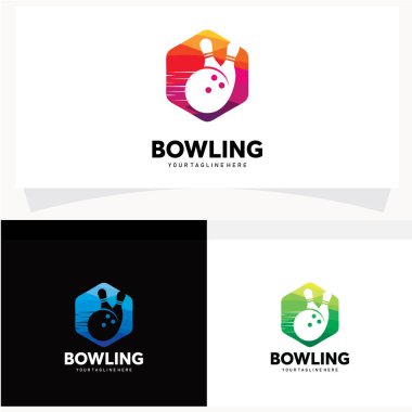 Bowling Logosu Tasarım Şablonu Vektör İllüstrasyonu