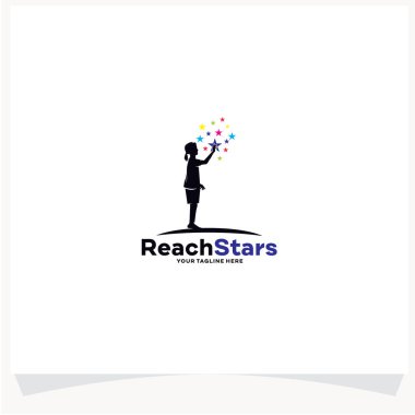 Erişilen Yıldızların Logo Tasarım Şablonu Vektör İlülasyonu