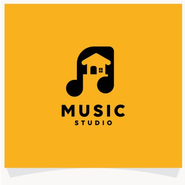 Music Studio Logo Tasarım Şablonu Vektör İllüstrasyonu