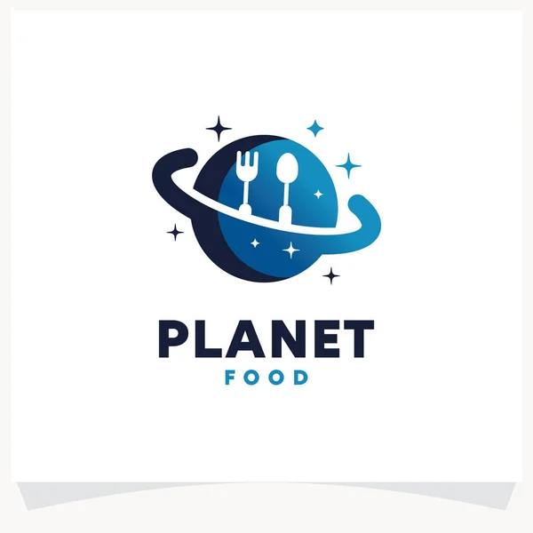 Planet Food Logo Design Vorlage Mit Weißem Hintergrund — Stockvektor