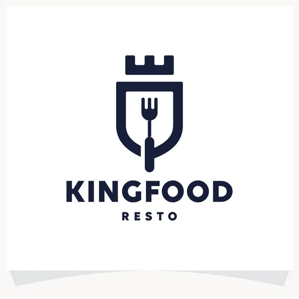 King Food Logo Design Vorlage Mit Weißem Hintergrund — Stockvektor