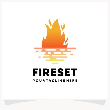 Beyaz Arkaplan ile Günbatımı Logo Tasarım Şablonunu Ateşle