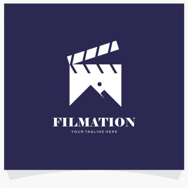 Mor Arkaplan ile Film Dağı Logosu Tasarımı Şablonu