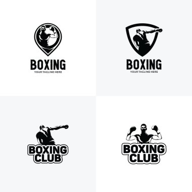 Beyaz Arkaplan ile Boks Logosu Tasarım Şablonları