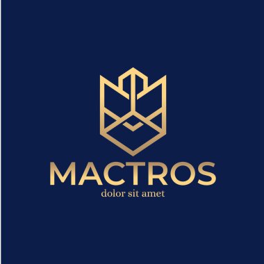 Altın Harf M Logo Tasarım Şablon İlhamı - Vektör İllüstrasyonu