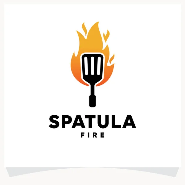 Spachtel Feuer Logo Design Vorlage Mit Weißem Hintergrund — Stockvektor