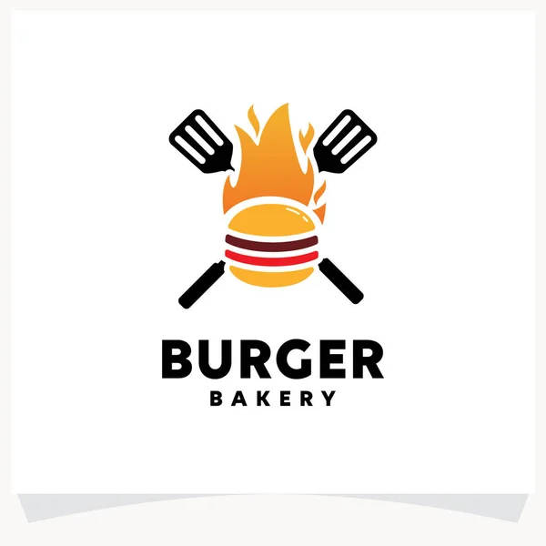 Burger Bakery Logo Design Template Mit Weißem Hintergrund — Stockvektor