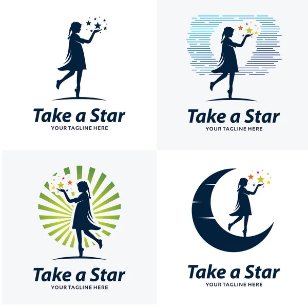 Set Von Reach Star Logo Design Templates Mit Weißem Hintergrund — Stockvektor