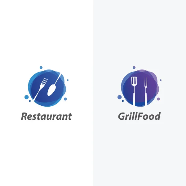 Set Von Restaurant Logo Design Vorlagen Mit Weißem Hintergrund — Stockvektor