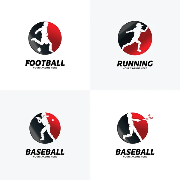 Ensemble Modèles Conception Logo Sport Avec Fond Blanc — Image vectorielle