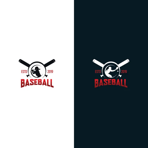 Ensemble Modèles Conception Logo Baseball Avec Fond Blanc — Image vectorielle