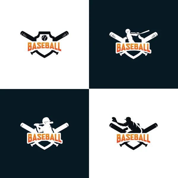 Set Von Baseball Logo Design Vorlagen Mit Weißem Hintergrund — Stockvektor