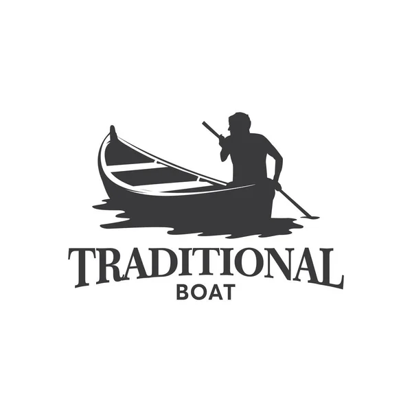 Plantilla Diseño Logotipo Barco Tradicional Inspiración — Vector de stock