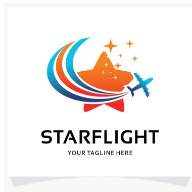 Yıldız Uçuş Logosu Tasarım Şablonu Beyaz Arkaplan İlhamı